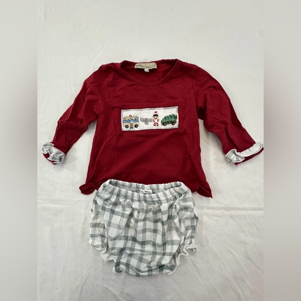 Southern Darlin Smocks 18 M Christmas Shirt‎ and  Diaper Cover